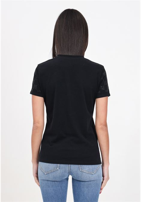 Black women's t-shirt with rhinestone logo ELISABETTA FRANCHI | MA02641E2110